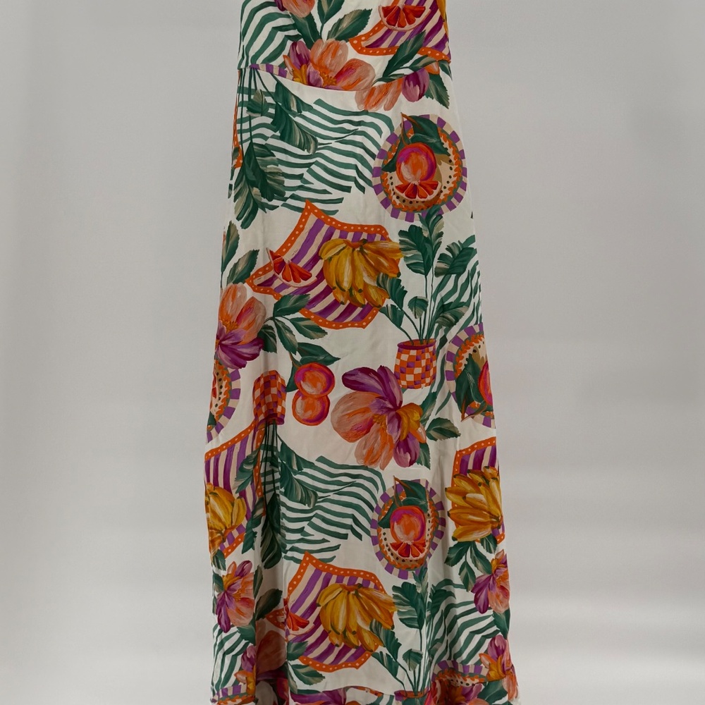 Paper Heart Spaghetti Strap Hawaiian Floral Boho Tie Back Maxi Flowy Dress - Picture 2 of 6